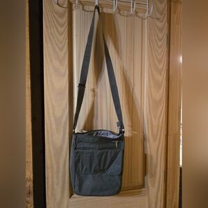 Grey with soft leopard print crossbody bag